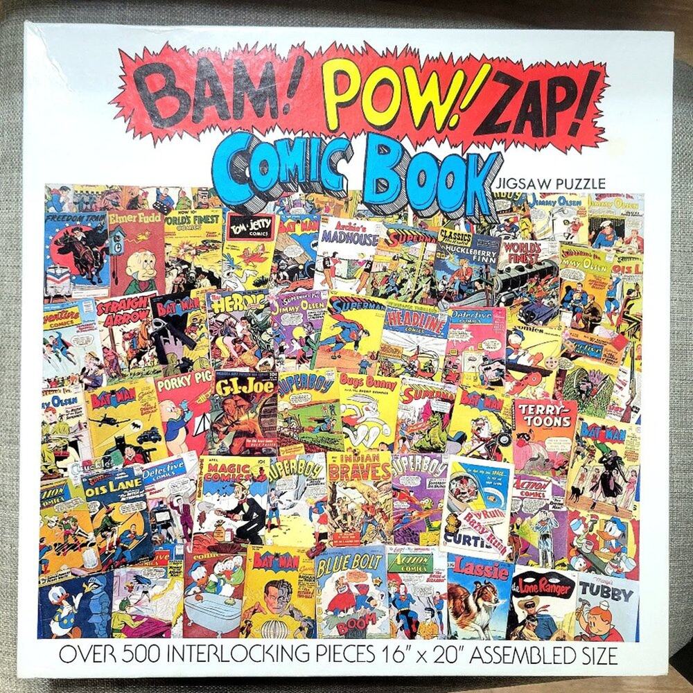 Vintage 1981 Comic Book Puzzle 500+ Piece Superman, Batman, Bugs, Donald Duck